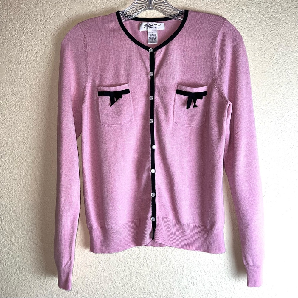 Judith Hart Petites Women’s Pink Button Up Long Sleeve Cardigan Sz MP